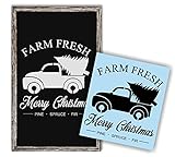 Christmas Tree Red Truck Stencil, Paint Your Own Sign, Reusable & Thick, Rustic Country Xmas