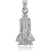 Claddagh Gold 925 Sterling Silver Space Shuttle Rocketship Charm Pendant