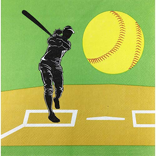 Softball Value Party Supplies Pack (58+ Pieces for 16 Guests), Value Party Kit, Softball Party Plates, Softball Birthday, Napkins, Forks, Tableware