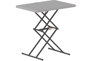 FanttikOutdoor Folding Table, One-Handed Height Adjustment, 3 Heights, Multi-Functional Small Folding Table 28 inch, TV Tray, Portable Dinner Table, No Assembly, 1 Pack, Grey Zeta X1 Pro