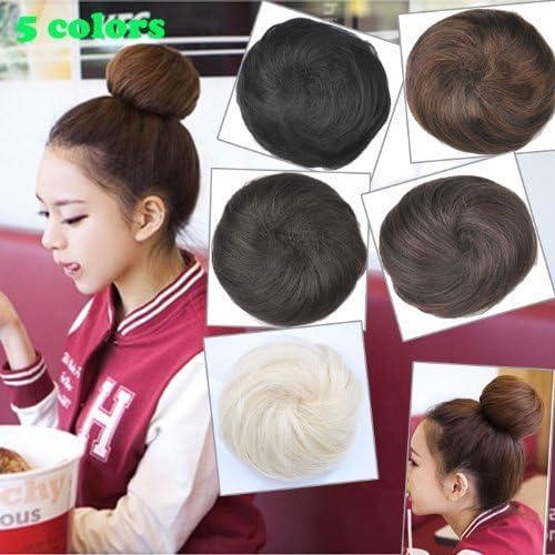 Women's Synthetic Scrunchie Hair Bun Cover Hairpiece Clip in Hair Extension Pp07 (light brown 4/30)