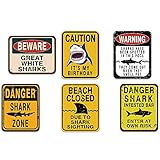 WERNNSAI Shark Zone Party Decorations - 6 PCS Funny Party Wall Decor Signs for Boys Kids Birthday Party Ocean Shark Theme Party Supplies