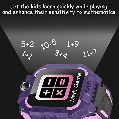 【SIM Card Included】 Kids Smart Watches-GPS Tracker Smart Watch Phone for Boys Girls -Waterproof Smartwatch with SOS Games Touch Digital Wrist Watch Holiday Toys Birthday Gifts (Purple)
