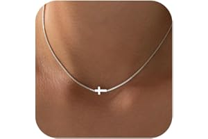 Bheop Cross Necklace for Women Trendy 14K Dainty Gold Silver Plated Cross Pendant Necklaces Simple Cute Faith Charm Choker Religious Drop Dangle Chain Necklace Non Tarnish Costume Jewelry Gift