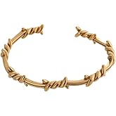 TURTLEDOVE Retro Twisted Cuff Bangle Bracelet Metal Crown of Thorns, Barbed Wire Bracelet for Men Women Gold
