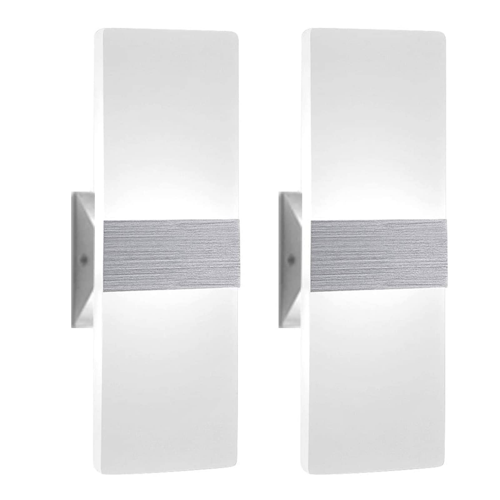 Wall Lights Indoor 12W Acrylic Modern Wall Wash Light LED Wall Lamp for Living Room, Hallway, Bedroom, Bathroom and Corridor Stairs, Cool White, 2 Pack