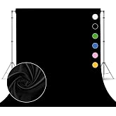 Black Photo Backdrop for Photoshoot, Fabric 8x10ft | Versatile Studio Photo Backgrounds, Non Reflective, Easy to Use, for Portraits, Product, Party, Video Creation