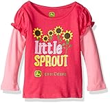 John Deere Girls' Little Sprout Tee, Magenta/Medium Pink, 24 Months
