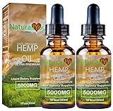 NaturallYou (2-Pack) Organic Hemp Oil for Pain Relief | 5000mg All Natural Pure Hemp Oil Extract for Sleep, Stress, Anxiety, Inflammation, Skin Health | USA Made | 2-Pack 30ml Each (No THC)