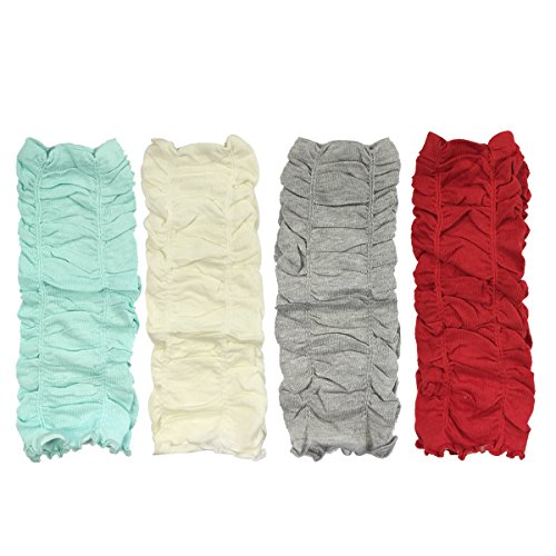 Wrapables Ruffle Leg Warmers for Toddler (Set of 4), Light Blue, White, Gray, Red