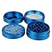 DCOU New Design Premium Zinc Alloy Herb Grinder 2.2 Inches 4 Piece Metal Grinder with Pollen Catcher with Laser Flower Pattern Blue