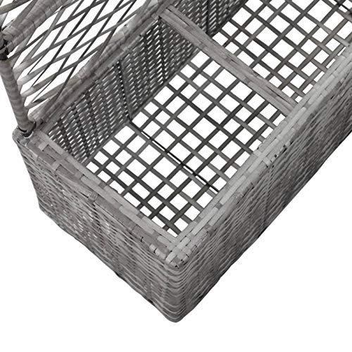 Tidyard Hochbeet Pflanzkasten Blumenkübel aus Poly Rattan Mit 3 herausnehmbaren Töpfen,Pflanzgefäß Rankhilfe Spalier Pflanzkübel Blumenkasten Blumentopf 83 x 30 x 130 cm Mit Rankgitter – Bild 7