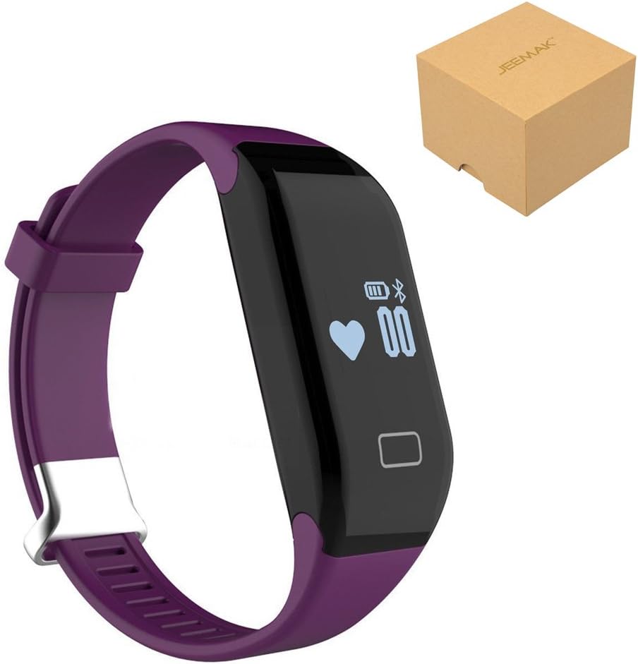 Jeemak Bluetooth 4.0 Smart Band Heart Rate Monitor Smart Bracelet Wristband Fitness Tracker for iPhone Android Phone (Purple)