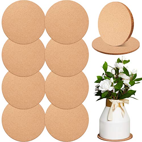 8 Pieces Cork Plant Coaster Cork Mat Round Absorbent Cork Mat Soft
