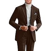 Fesenbo Men Corduroy Suit 2 Pieces Slim Fit Vintage Mens Coat 1 Button Tuxedo Blazer Pants for Wedding Business