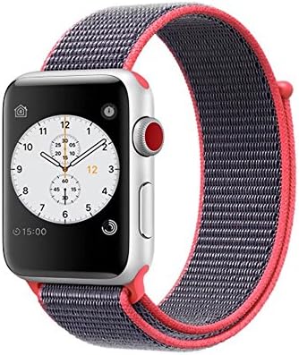 Esay Watch Sport Loop Band, Hook &amp; Loop Fastener Adjustable Closure Wrist Strap Lightweight Breathable Nylon Replacement Band for Apple Watch Nike+, Series 3/2/1, Sport, Edition (38MM, Electric Pink)