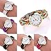 W-life Womens Casual Rhinestone Crystal Braided Bracelet Quartz Analog Wrap Wrist Watch (C)