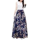 Sinono Women's Floral Maxi Chiffon Long Skirts Full Length Beach Skirt