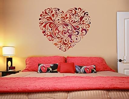 Decals Design Heart Floral Wall Sticker (PVC Vinyl, 60 cm x 60 cm)