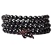 ZM Black Wood Bracelet 108 Beads 8mm Tibetan Buddhist Link Wrist Sandalwood Beads Prayer Mala Elastic (108beads-ebony)