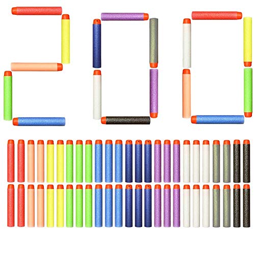 AMOSTING 200Pcs Refill Darts Foam Bullets for Nerf N-Strike Elite Blasters Gun - 10 Color