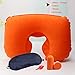 Samtech 4 in 1 Inflatable Travel Pillow Neck U Rest Air Cushion + Eye Mask + Earplug + Air Pump (Orange)