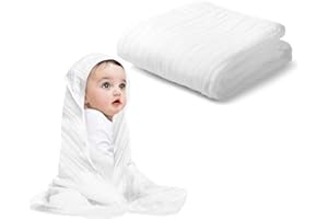 Arnzion Baby Hooded Towels for Babies and Toddlers, Muslin Baby Bath Towel Soft and Absorbency for Boys and Girls (Pure White 1 Pack)