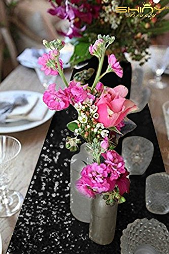 3 ShinyBeauty+Sequin+Table+Runners+Black