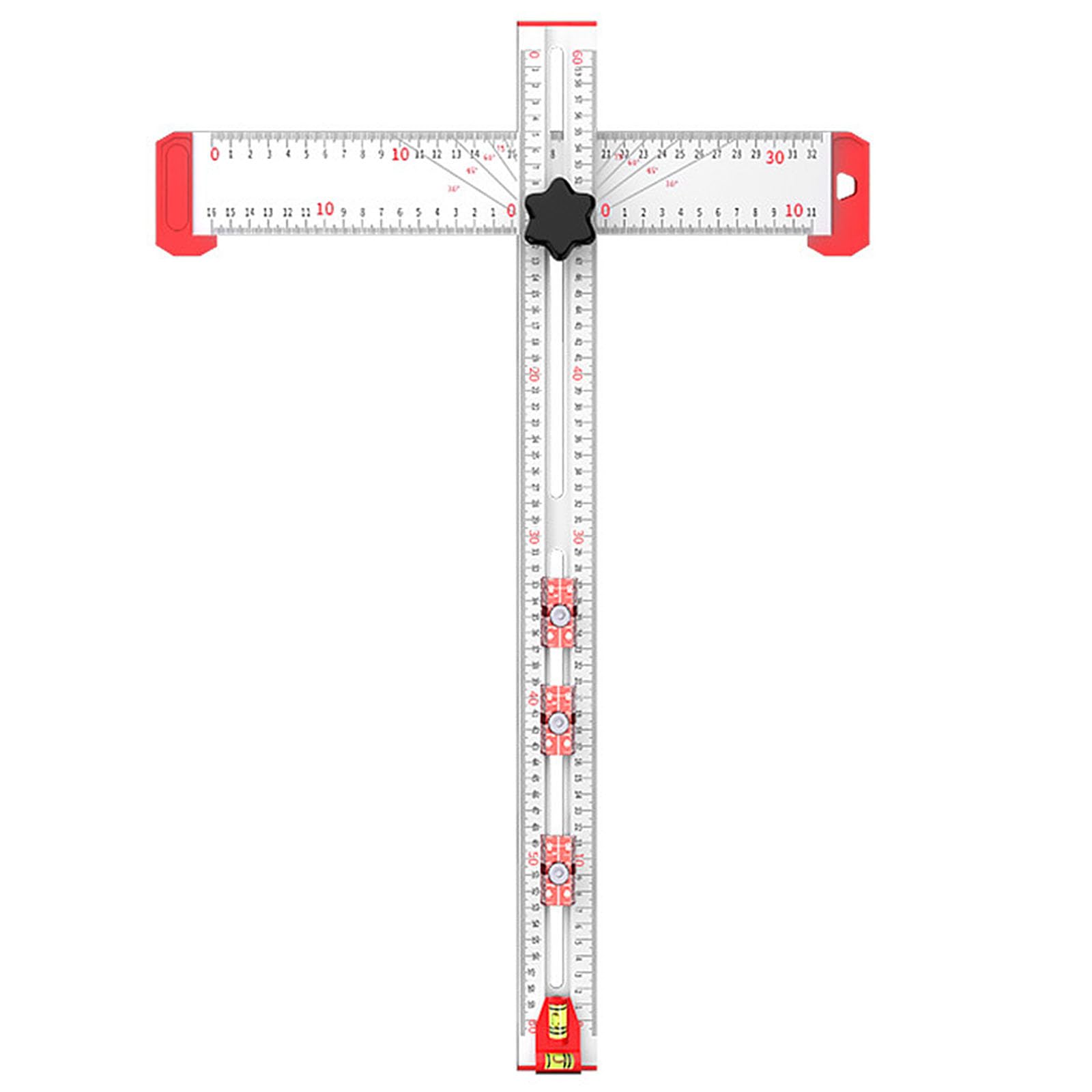 Polegas 4-in-1 Drilling Positioning T Square, Adjustable Woodworking Angle Tool, 60cm/23.62 in High Precision Combination Square for Scribe Drawing