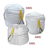 Yaheetech White Twisted Nylon Rope Coil 1/2 inch x 100/200/300 Feet
