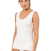 VAVONNE Pima Cotton Tank Tops for Women, Laser Cut Basic Scoop Neck Camisole Undershirt