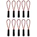 [10] Zipper Pulls - Strong Nylon Cord with Ergonomically Designed Rubber No Slip Textured Gripper Pull to Fit Any Zipper - High Quality Materials-Zipper Fixer-by NEO Tactical Gear (Black/Light Red)