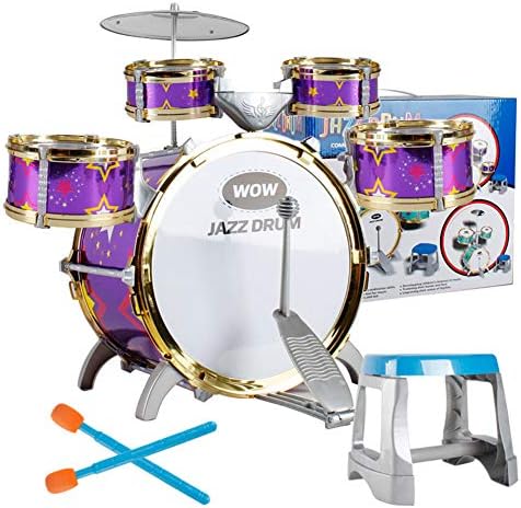 GOBEAUTY Drum Set for Kids ,Children Jazz Drum Toy Musical Instruments Toys Cymbal Sticks Rock Set Hand Drum Kids 5 Drums Set Funny Gift for Boys Girls