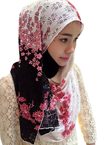 Ababalaya Womens' Flora Hollow Out Fashion Hijab Scarf Shawl (Color1)