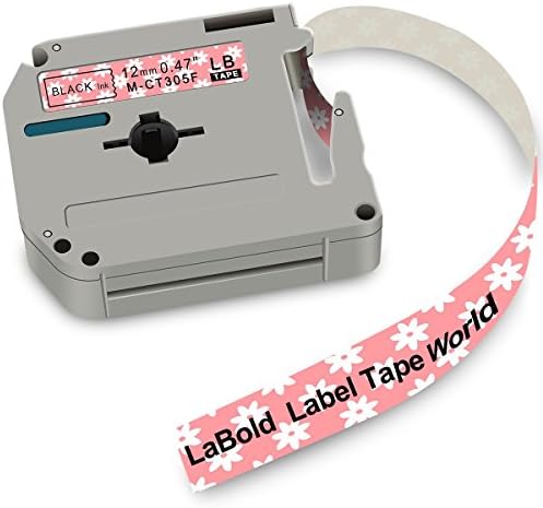 M-K231 Label Tape, LaBold 2 Rolls Unique Design Cartoon Style Black on Flower Compatible for Brother Non-laminated M Series Labeling Tape MK-231 MK231 M231 12mm (0.47") X 8m (26.2')