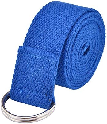 Egojin Yoga Strap - Best For Stretching - 5 Colors - Instructional Video - Durable Cotton With Metal D-Ring (blue)