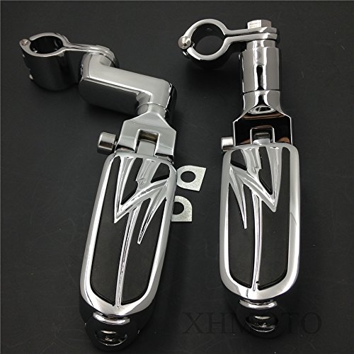 SMT MOTO- Motorcycle 1.25" Highway Radical Flame Foot Pegs Clamps For Harley Sportster 883 1340 XL1200 - Thumbnail 2