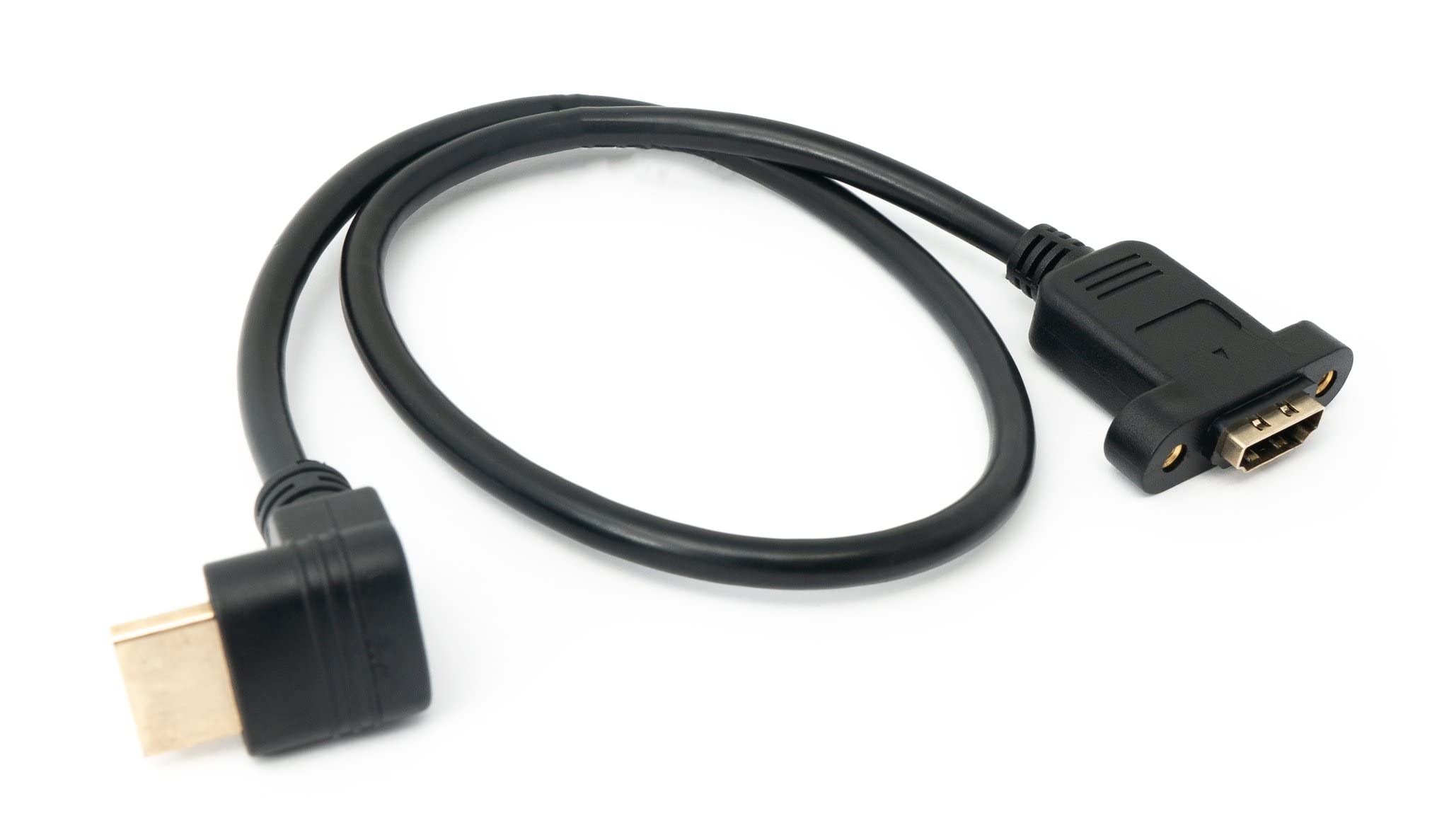 System-S HDMI 1.4 Cable 30 cm Male to Female Screw Angle Adapter in Black