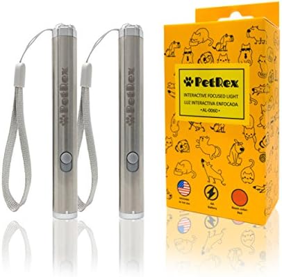 PetRex 2 Pack Interactive Focused Teaser Training Toy Light for Cats and Dogs - AA Battery Operated - LED Flashlight