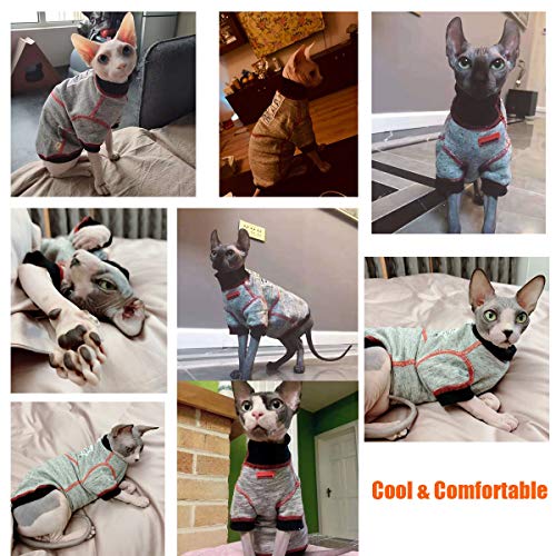 Bonaweite Hairless Cats Sweatshirt Turtleneck Vest, Breathable Adorable Cat Wear Shirt Clothes, Cat's Pajamas Jumpsuit for Sphynx, Cornish Rex, Devon Rex, Peterbald - Thumbnail 6