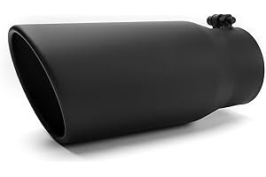 Richeer 3.5 inch Inlet Exhaust Tip, 3 1/2" Inlet 5” Outlet 12” Overall Length, Stainless Steel with Black Powder Finish, Fit 