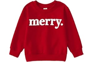 AG AGUU Merry Christmas Sweatshirt for Toddler Baby Girl Boy Merry Letter Chenille Patch Shirts Long Sleeve Winter Clothes