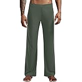 Men's Ice Silk Lounge Yoga Pants Low Rise Elastic Waist Drawstring Sleep Bottoms Ultra Soft Straight Leg Home Pajama Pants
