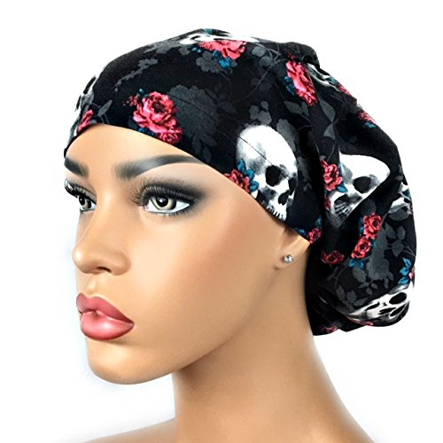 Women's Black Surgical Scrub Hat Nurse 