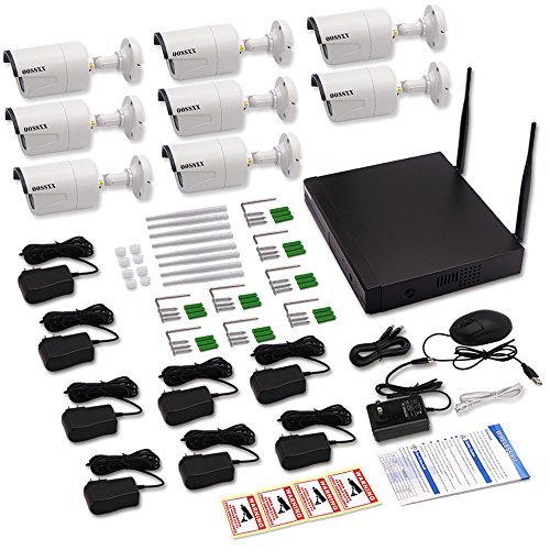 HD 1080P 8-Channel OOSSXX Wireless Security Camera System,8Pcs 960P(1.3 Megapixel) Wireless Indoor/Outdoor IR Bullet IP Cameras,P2P,App, HDMI Cord &2TB HDD Pre-Install - OOSSXX