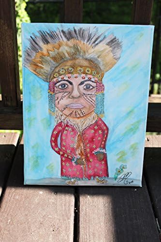 Painting - Alaska Native Forget-Me-Not Dancer Original Alaska Watercolor Painting 9" x 12" Canvas