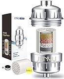 JUNYU 8-Stage High Output Shower Filter, 2 Replaceable Filter Cartridges - Removes Chlorine and Flouride and Harmful Substances From Your Water. Free Teflon Tape Provided - Chrome