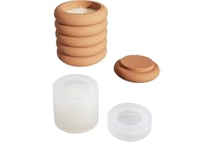 BOOWAN NICOLE Concrete Candle Jar Mold with Lid Cement Storage Pot Silicone Mould DIY Planter Making Tools