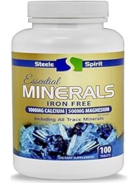 MultiMineral Plus 1000mg CALCIUM Magnesium Zinc D3 - All 72 Trace Minerals - Iron Free - 4-in-1 Benefits - Supports Strong Bones, Joint Flexibility, Heart Health & Immune System By Steele Spirit