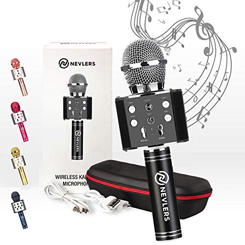 Nevlers Black Bluetooth Karaoke Microphone for Kids with Bluetooth